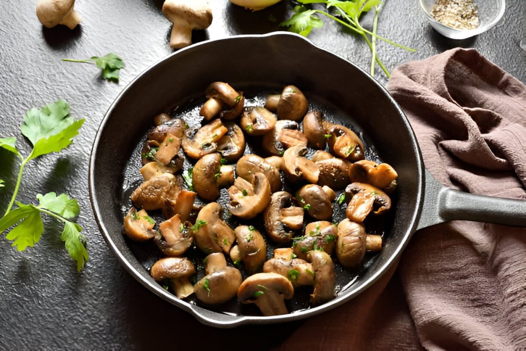 Mushrooms Sautéed In a Carbon Steel Skillet Recipe