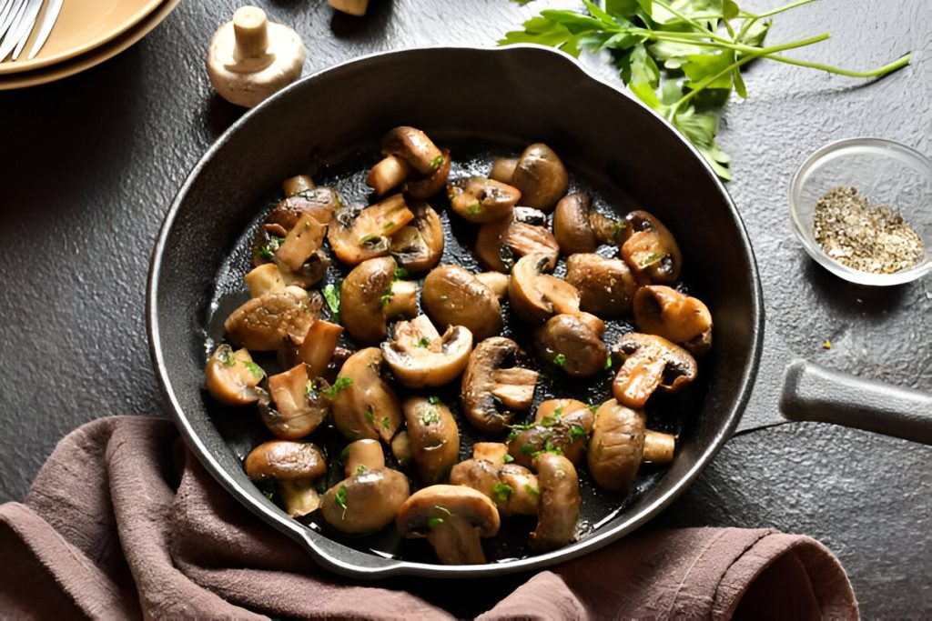 Mushrooms Sautéed In a Carbon Steel Skillet Recipe