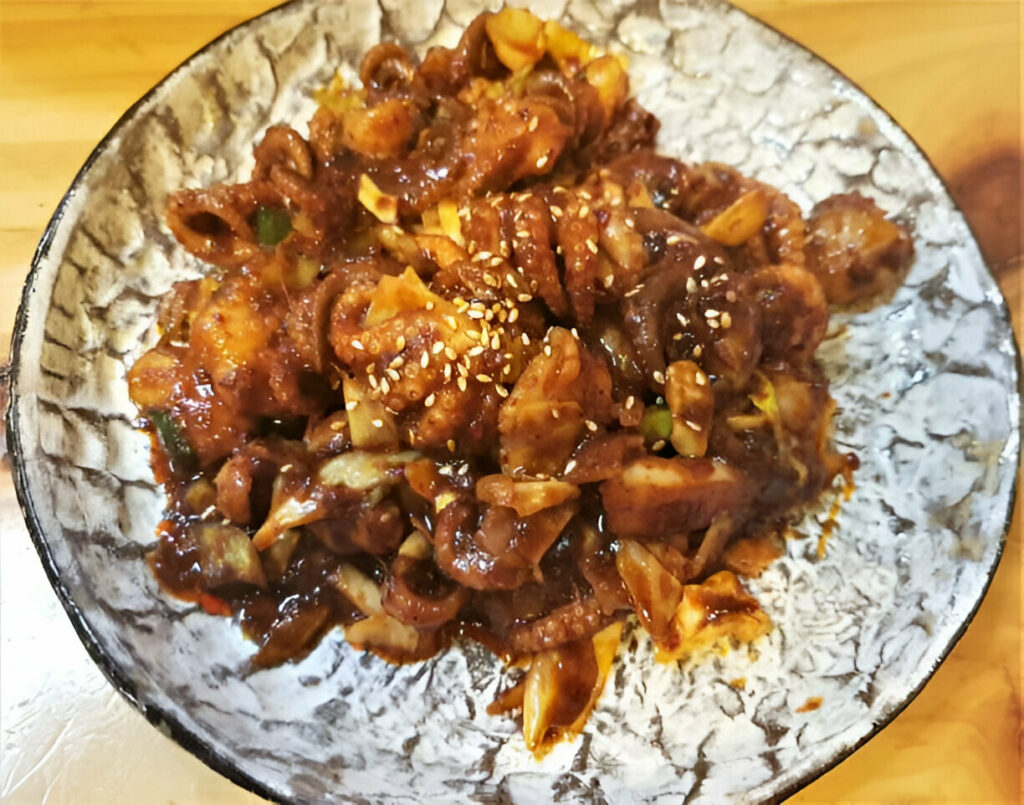 Spicy stir-fried octopus Recipe