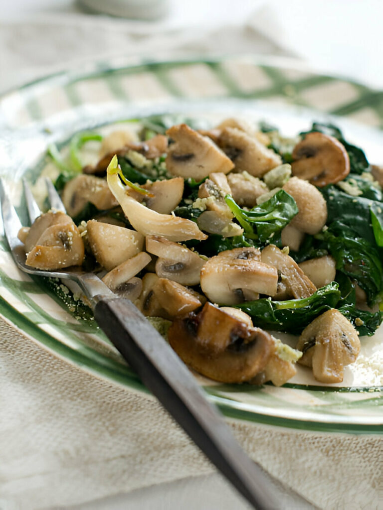 Sauteed Mushrooms with Spinach Recipe