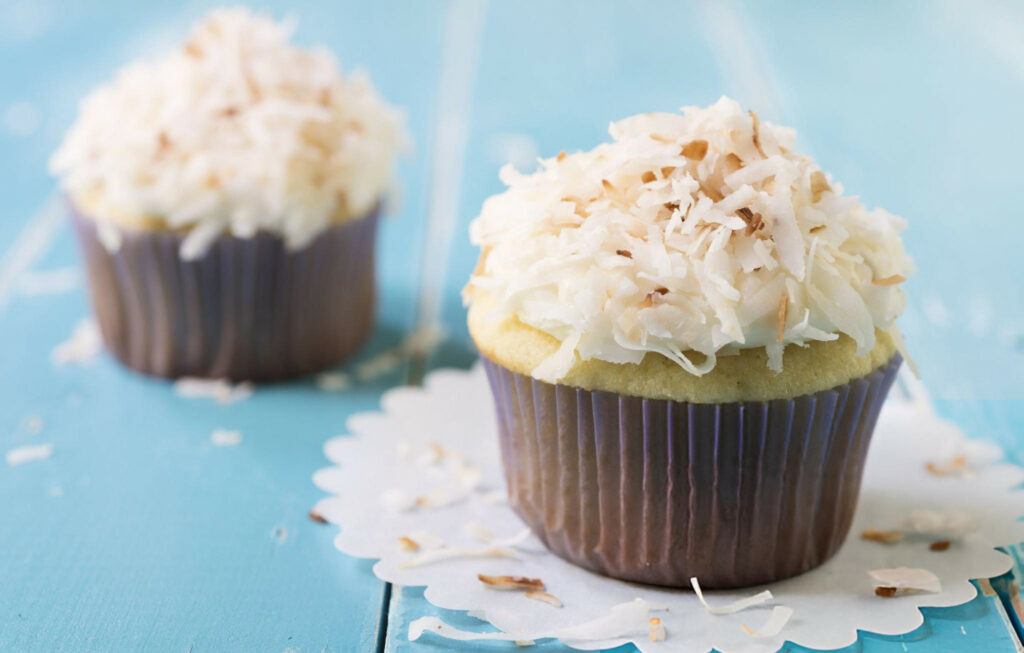 Almond Cupcakes with Coconut Buttercream Frosting Recipe