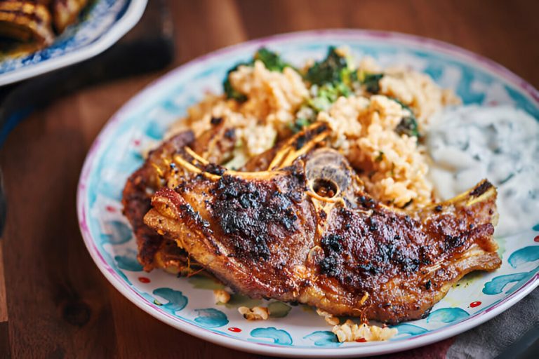 Lamb Chops with Bulgur and Broccoli Recipe