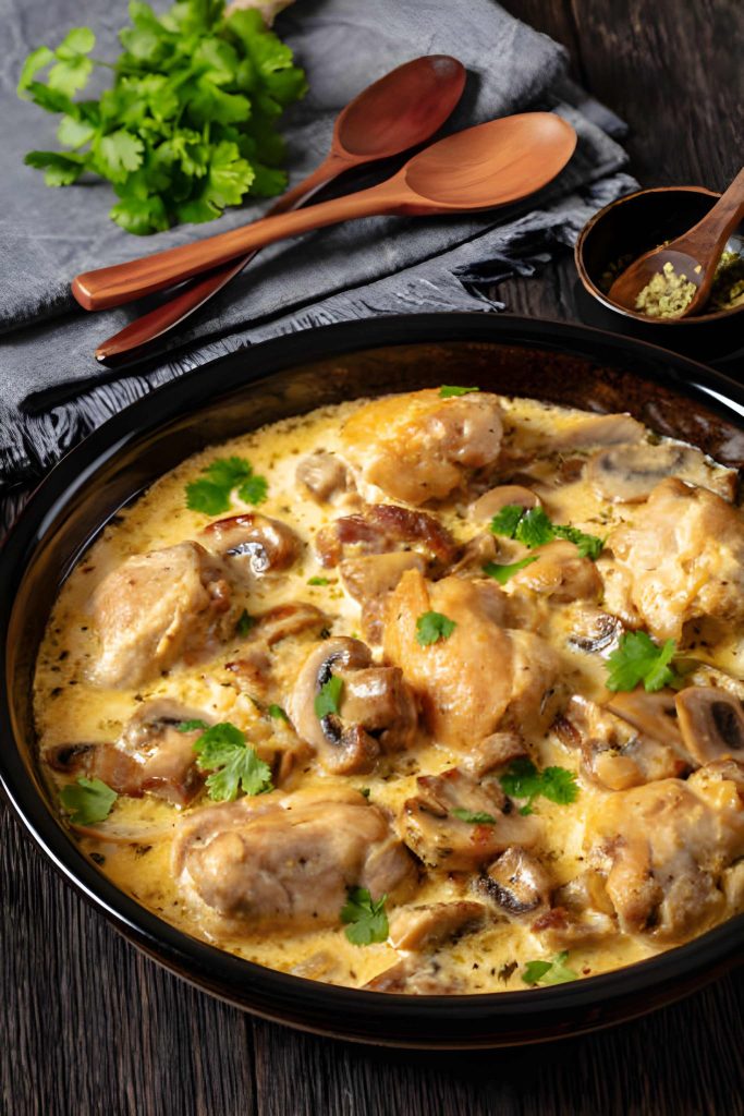Chicken Thighs With Creamy Mushroom Garlic Sauce Recipe